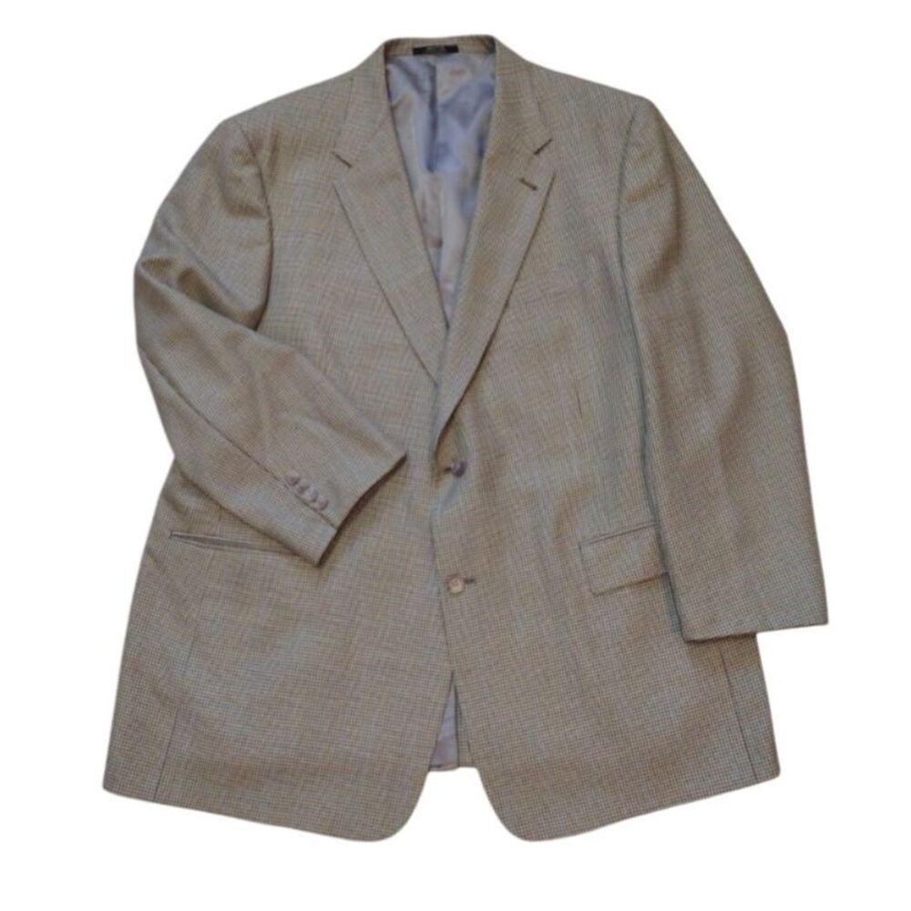 Hart Schaffner Marx Mens 48R Modern Blazer Jacket Coat Olive Plaid Check‎ Wool - Picture 2 of 10